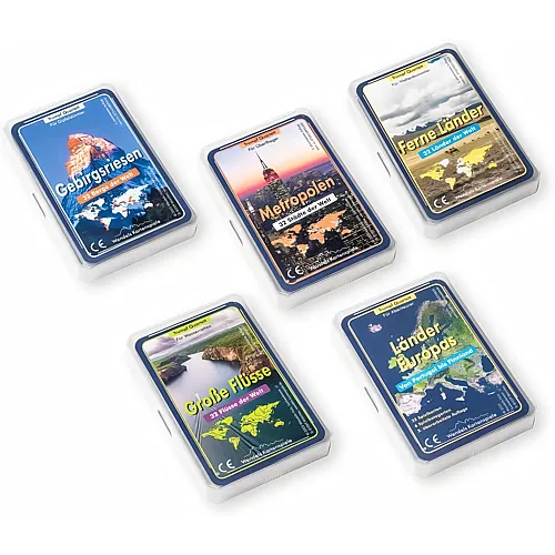 Wendels Kartenspiele 5er-Set Berge Fl�sse St�dte und L�nder Trumpf Quartett