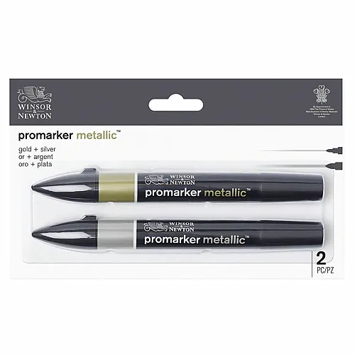 Winsor & Newton W&n Promarker Metallic Twin Pack Gold & Silber