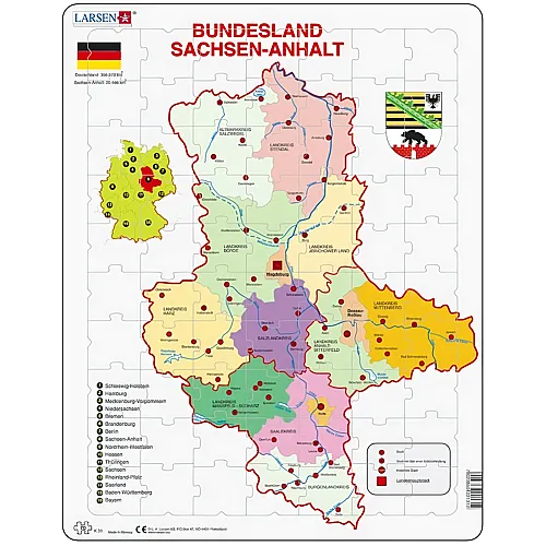 Larsen Puzzle Bundesland: Sachsen-Anhalt - 70 Teile