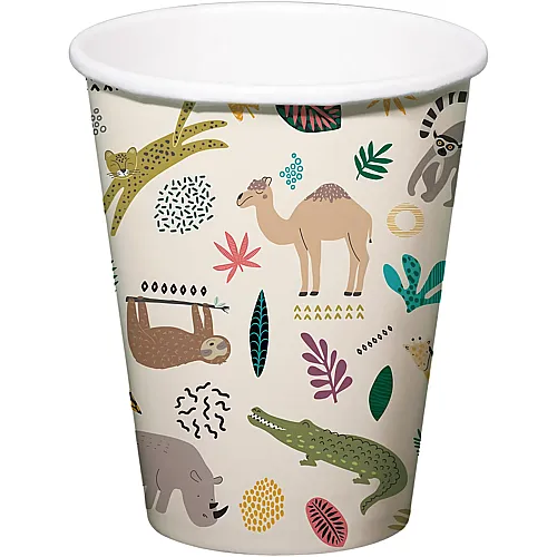 Folat Pappbecher Wildtiere - 6 Teile