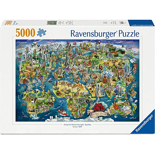 Weltkarte mit Sehensw�rdigkeiten 5000Teile