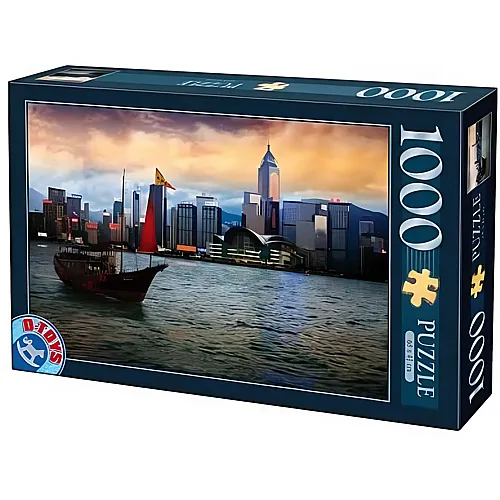 DToys Puzzle Bei Nacht - Bucht von Hongkong (1000Teile)