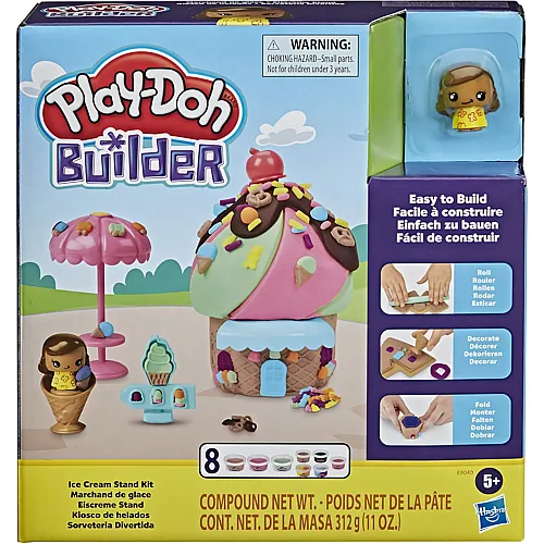 Play-Doh Builder Eiscreme Stand Bauset f�r Kinder ab 5 Jahren mit 8 Farben - Einfaches Bauset zum Selbermachen