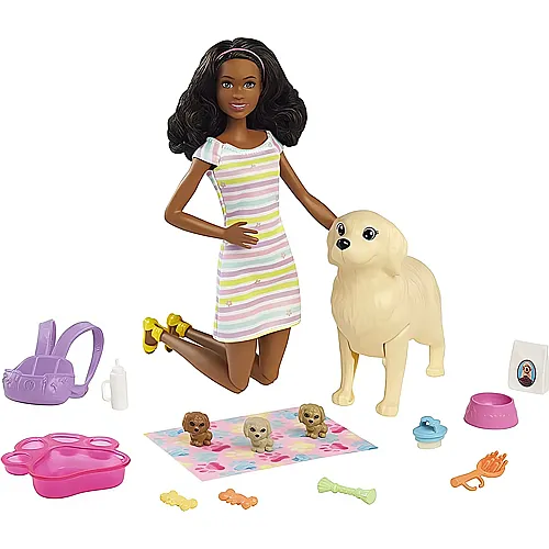 Barbie Familie & Freunde Welpen-Spielset mit Puppe