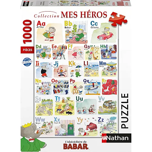 Nathan Puzzle Babars Alphabetbuch - 1000 Teile