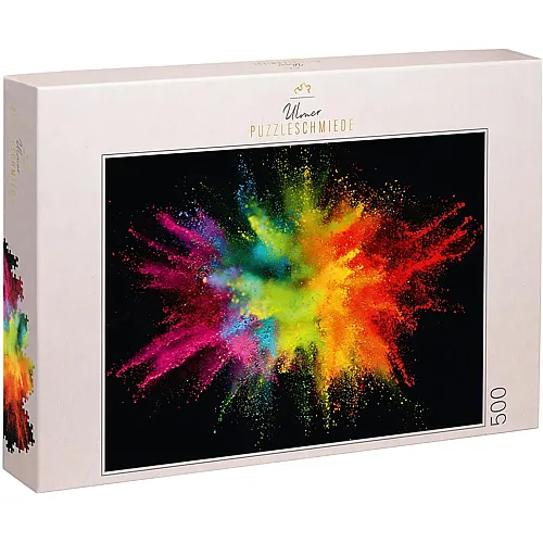 Ulmer Puzzleschmiede Bunte Farb-Pulver-Explosion auf Kontrast-Hintergrund - 500 Teile