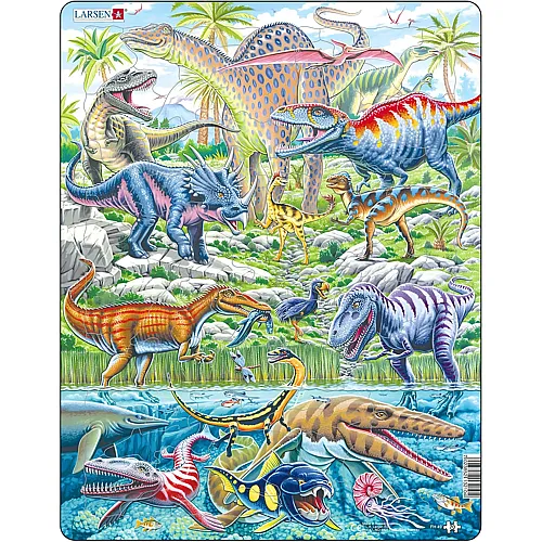 Larsen Puzzle Dinosaurs that Fly, Run and Dive - 70 Teile