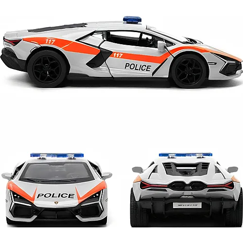 Sombo Police Lamborghini Display Revuelto, silber, 12cm, R�ckaufzug,