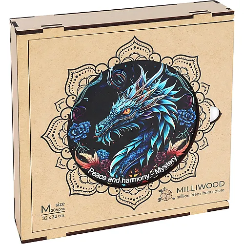 Milliwood Holzpuzzle - Mystery - 206 Teile - Puzzle Tiere ab 8 Jahren - Mandala Puzzle f�r Erwachsene und Kinder - Jigsaw Puzzle aus Holz 32x32 cm - Puzzle Puzzle Natur mit Holz Geschenkbox