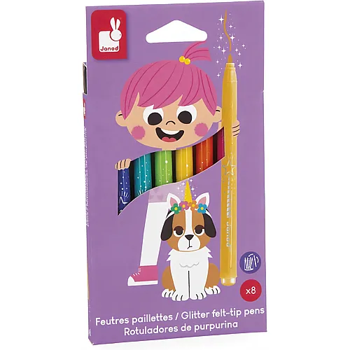 Janod Glitzerfilzstifte - 8 Teile