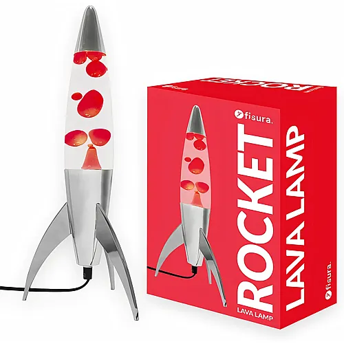 Fisura Lavalampe Rocket Weisse Basis, rote Fl�ssigkeit und weisse Lava