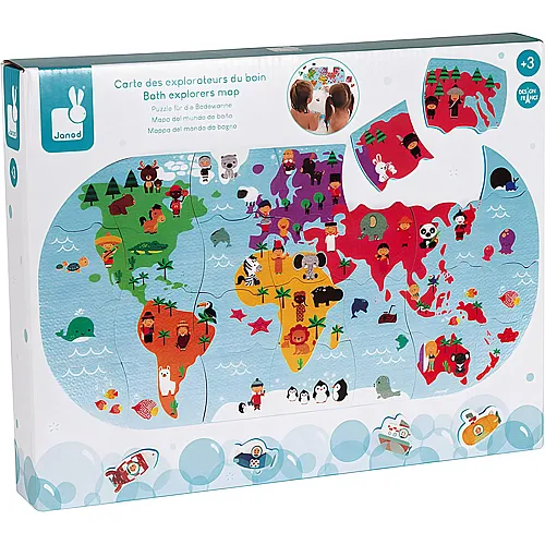 Janod Puzzle Weltkarte fr die Badewanne (28Teile)