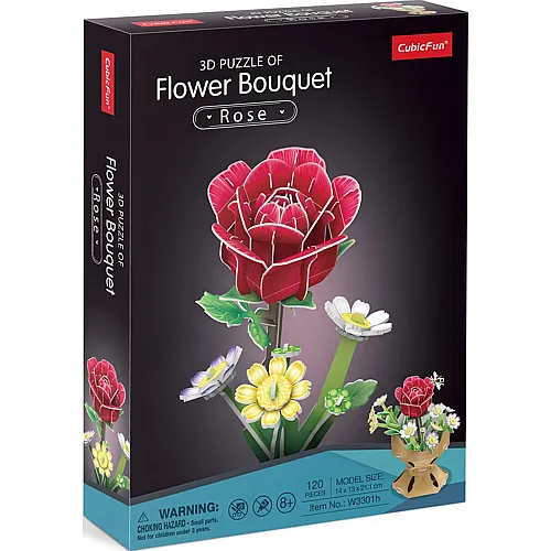 3D Blumentopf Rose 120Teile