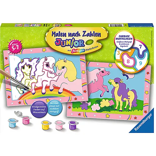Ravensburger Malen nach Zahlen Farbige Motivlinien S�sse Ponys