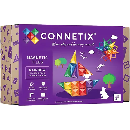 Connetix Magnetische Fliesen Regenbogen Starterpaket - 60 Teile