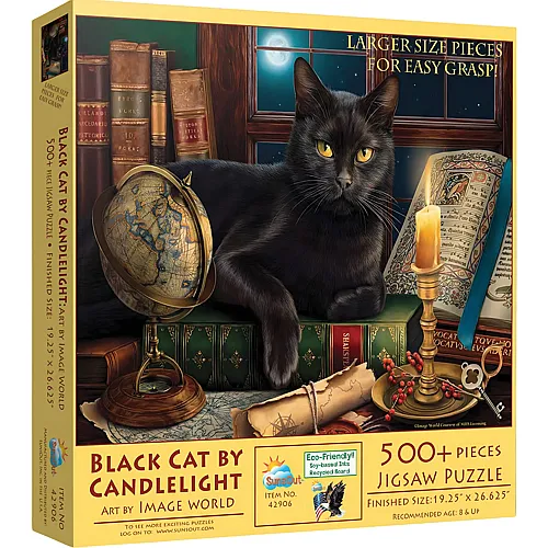 SunsOut Puzzle Image World Black Cat by Candlelight - 500 Teile