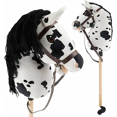 Bieco Hobby Horse Steckenpferd Medium Schecke mit Trense