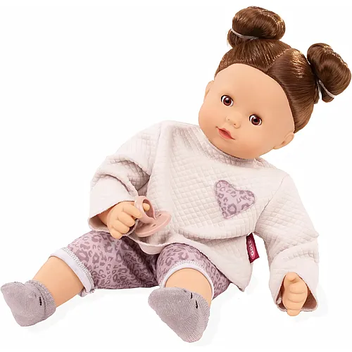 Babypuppe mit braunen Schlafaugen, braune Haare und Weichk�rper - 42 cm