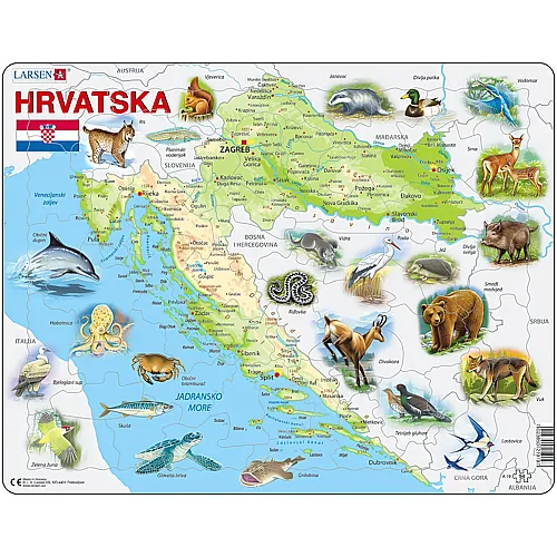 Larsen Puzzle Kroatien und seine Tiere (auf Kroatisch) - 54 Teile