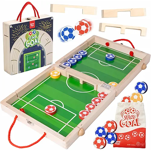 Nene Toys Sling-Puck-Spiel � Familienspiel ab 4 Jahren f�r Kinder & Erwachsene � Fussball-Brettspiel aus FSC-Holz �
