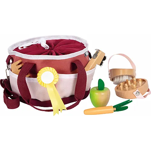 Pferdepflegeset mit Tasche Rot