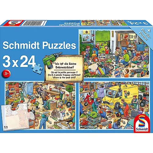 Schmidt Puzzle Wo ist die kleine Bohrmaschine? (3x24)