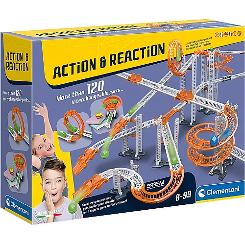 Clementoni Galileo Build � Action & Reaction Mega Set, Kugelbahn zum Zusammenbauen, Bausatz f�r Murmelspiel