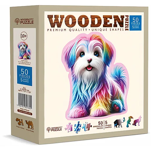 Wooden City Puzzle Happy Puppy (50Teile)