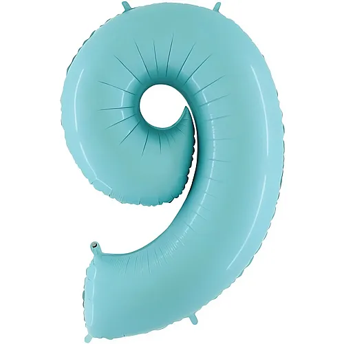 Grabo Folienballon Zahl 9 Pastellblau - 66 cm
