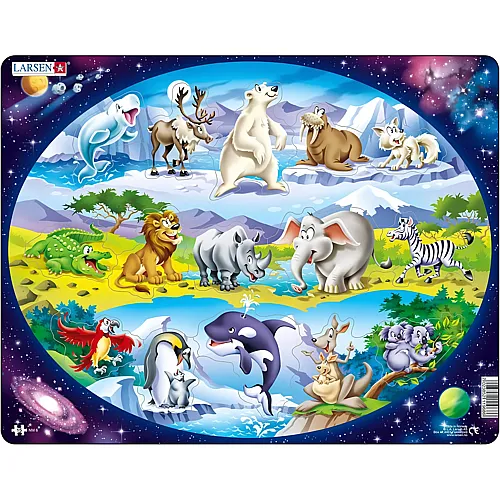 Larsen Puzzle Tiere der Welt - 15 Teile