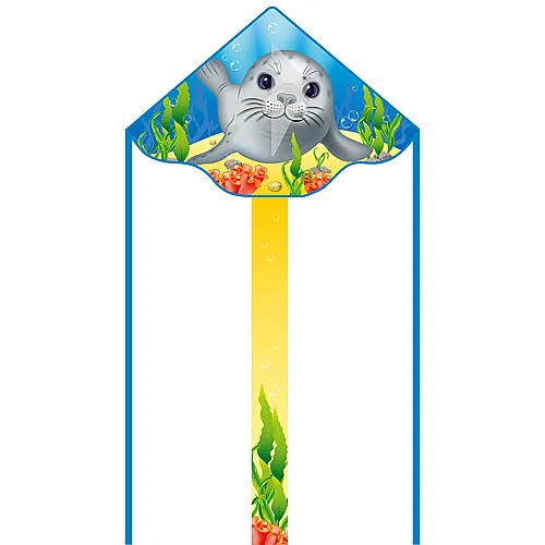 HQ Invento Drachen Ecoline Seal Simple Flyer, 120x75 cm, Griff mit 25 m Schnur, ab 5 Jahren