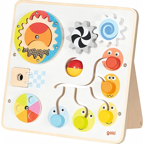 Goki Activity- & Motorikboard Aus Holz Und Metall, 22.5 X 12 X 22 Cm