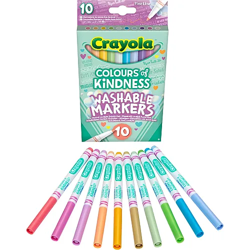 Crayola Colors of Kindness Abwaschbare Filzstifte feine Spitze - 10 Teile