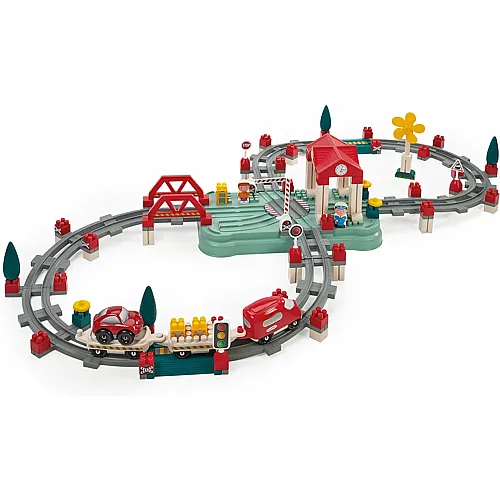 Ecoiffier Abrick � Bausatz Eisenbahnschienen, Bahnhof und Zubeh�r - 140 Teile