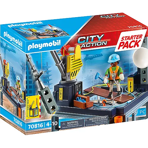 PLAYMOBIL City Action Starter Pack Baustelle mit Seilwinde (70816)