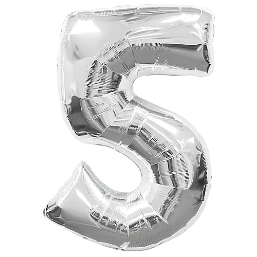 Amscan Zahlen Silber Folienballon Nummer 5 Silber (86cm)