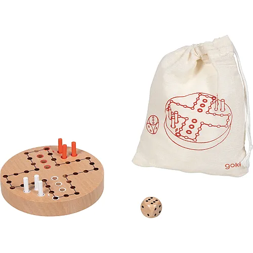 Goki Ludo Im Baumwollbeutel 8-teilig, 3er Set, Ã~ 9 Cm