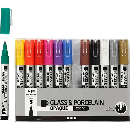 Creativ Company Glas- und Porzellanmalstift - 12 Teile