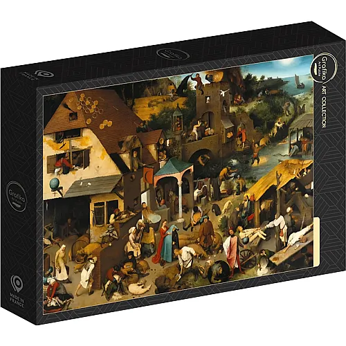 Grafika Puzzle Art Collection Pieter Brueghel Proverbes Flamands, 1559 - 1000 Teile