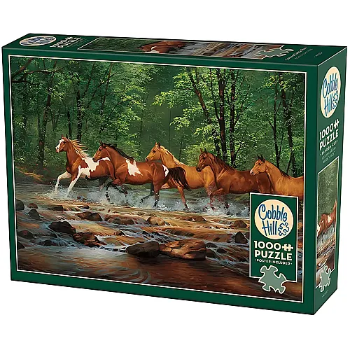 Pferdeherde durch den Fluss 1000Teile