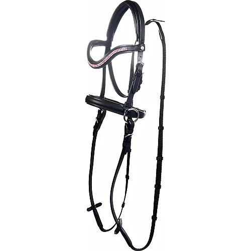 Gebisslose Trense f�r Holzpferde Schwarz/Pink