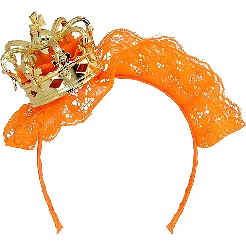 Tiara K�nigin orange mit Krone & Spitzen