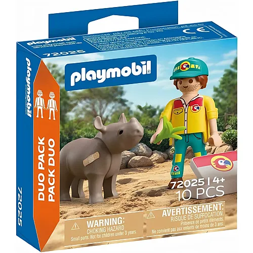 Tierpfleger mit Nashorn 72025