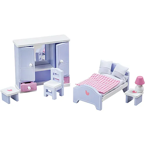 Tidlo Puppenhausm�bel aus Holz, Schlafzimmer, 6-teilig.