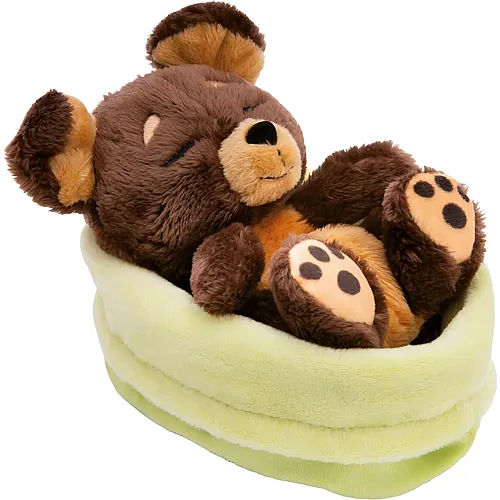 Hund schlafend im K�rbchen Braun 12cm