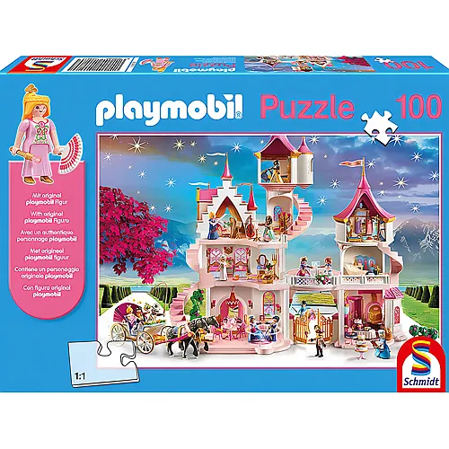 Schmidt Puzzle Prinzessinnen-Schloss inkl. Playmobil-Figur (100Teile)