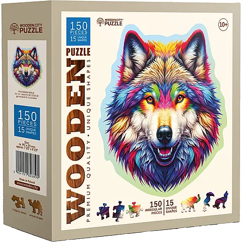 Wooden City Puzzle Rainbow Wolf (150Teile)
