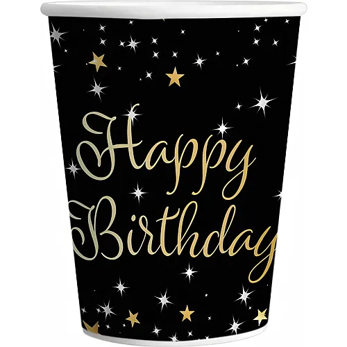 Riethm�ller 8 Becher Happy Birthday gold 250ml