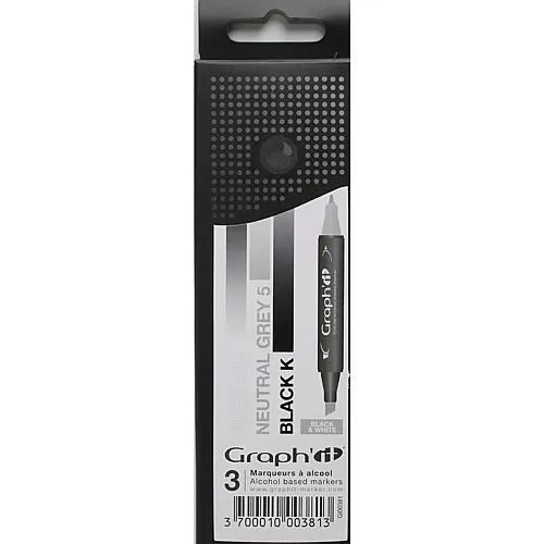 Graph'it Set 3 Marqueurs Degrade Black & White