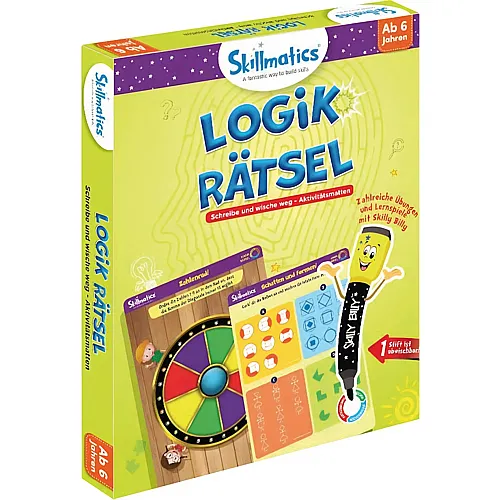 Skillmatics Logik Rtsel, d ab 6 Jahren, 1 Spieler, Stift, abwischbare Karten